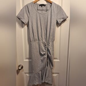 Veronica Beard Gray Ruched Short Sleeve Dress Small